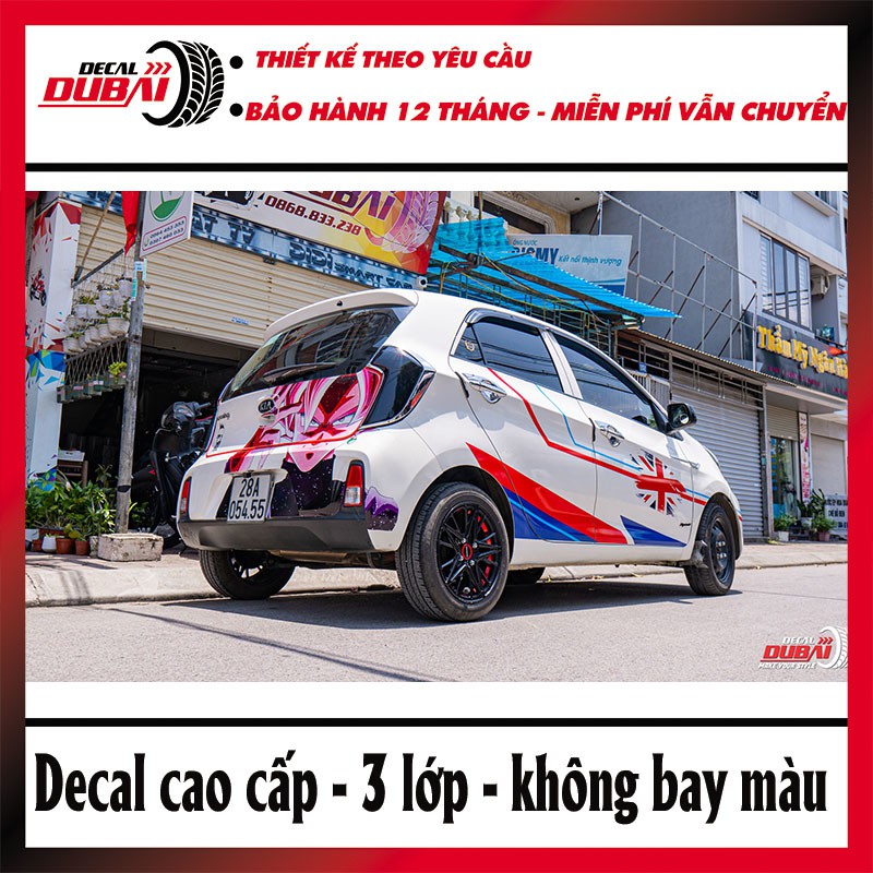 Combo Tem Dán Sườn + Capo + Cốp Sau Xe Kia Morning