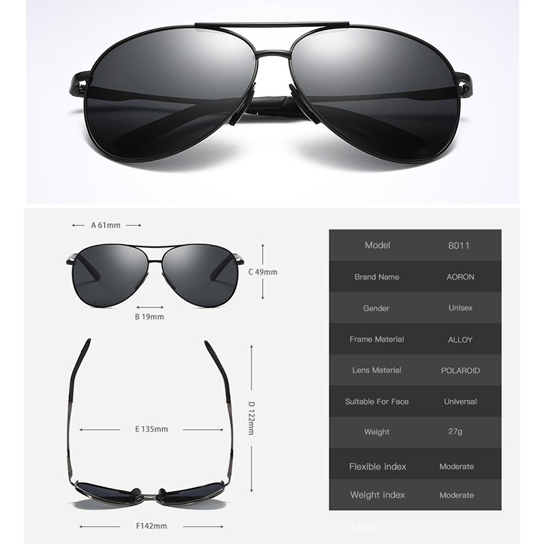Mắt kính nam tròng phân cực polarized chống chói, chống tia UV 400, gọng hợp kim khớp bản lề lò xo êm nhẹ - MK1916