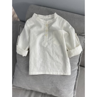 Áo sơ mi bé trai tay dài linen