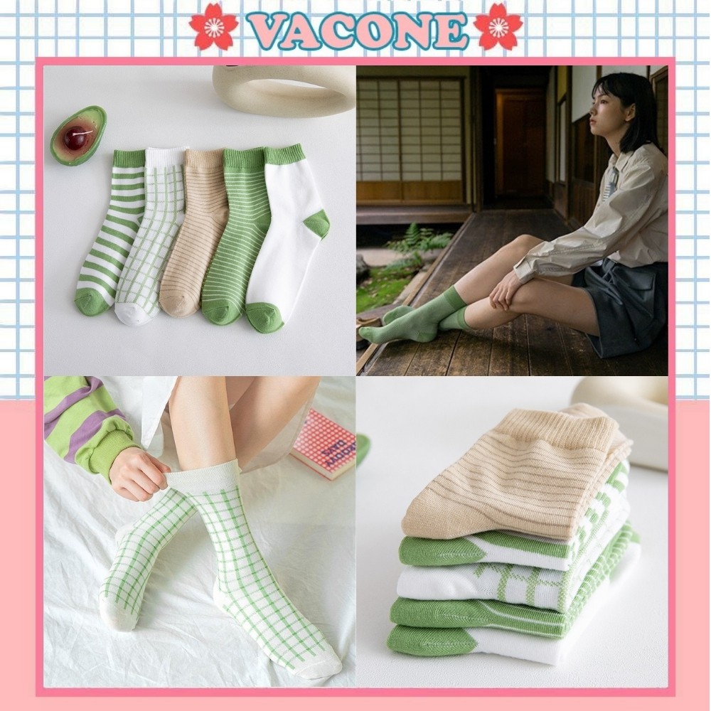 Tất nữ Vacone tất cổ cao xanh phong cách hàn quốc trẻ trung TN62