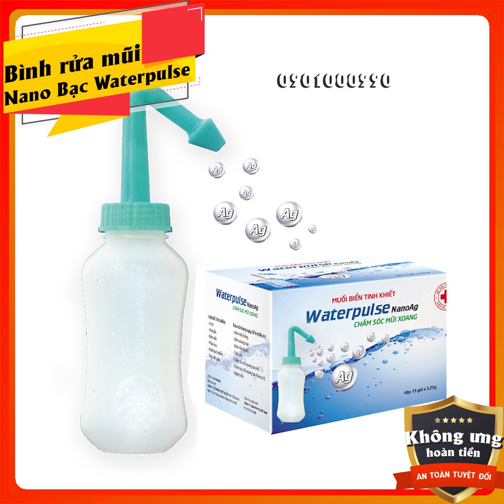 [Siêu Rẻ] -  Combo Bình rửa mũi cho bé WaterPulse Nano bạc và 30 gói muối