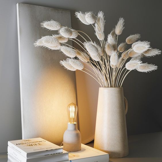 Hoa Khô Lagurus Bunny Tails, Hoa Cỏ Đuôi Thỏ Mỹ Trang Trí Deco Dây Thừng