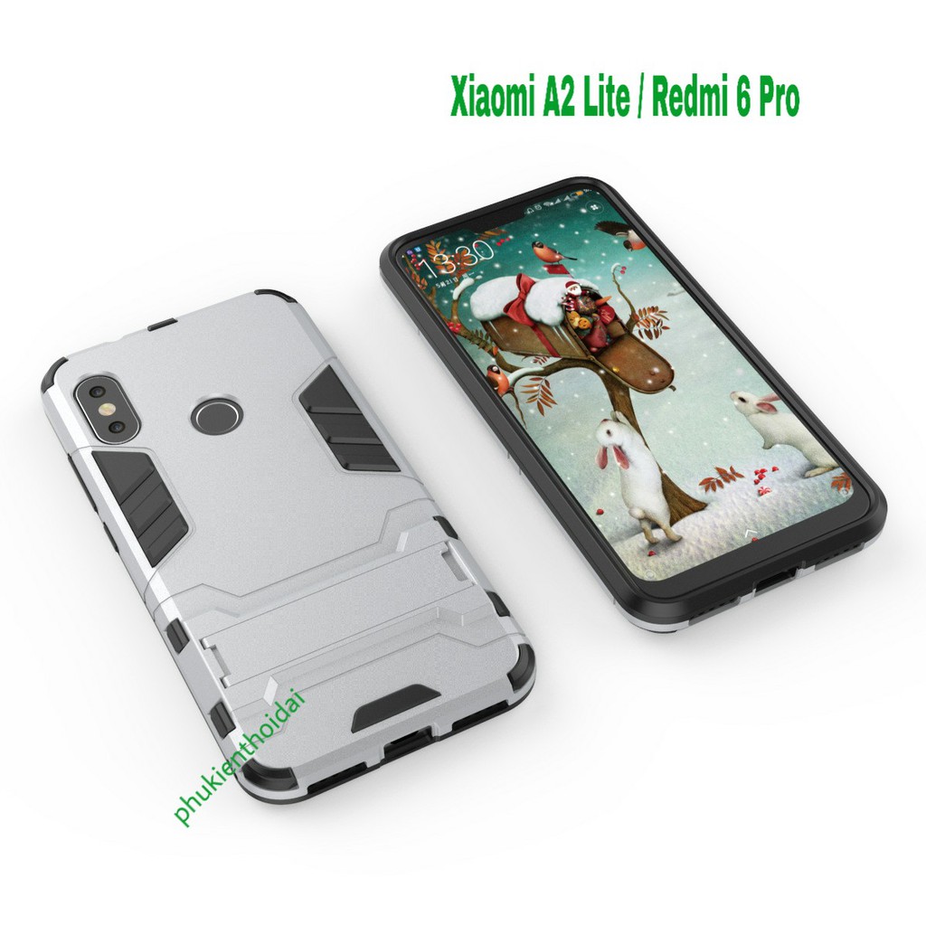 Ốp lưng Xiaomi Redmi 6 Pro / Xiaomi Mi A2 Lite chống sốc Iron Man giá đỡ mặt lưng cao cấp