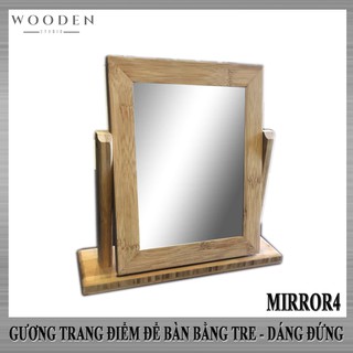 Gương trang điểm để bàn hình chữ nhật khung bằng tre kiểu đứng - Wooden Studio