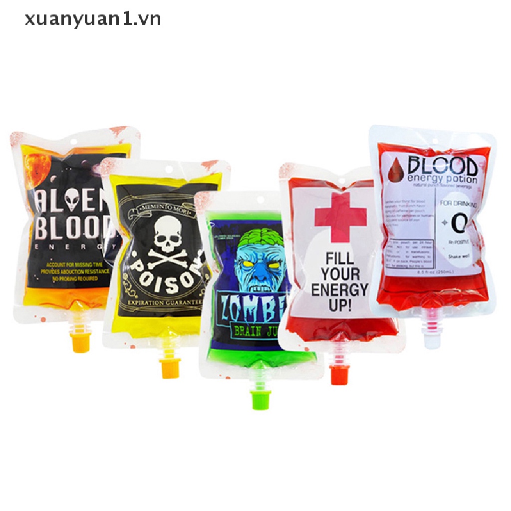 Set 10 Túi Đựng Máu 250ml Hóa Trang Ma Cà Rồng Dịp Halloween