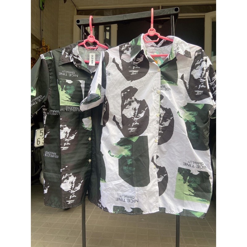 (Kèm ảnh thật) Áo sơ mi voan lụa unisex tay lỡ in hình