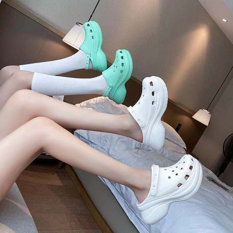 Dép sandal Crocs cao gót đế mềm chống trượt thời trang đi biển 2021 dành cho nữ