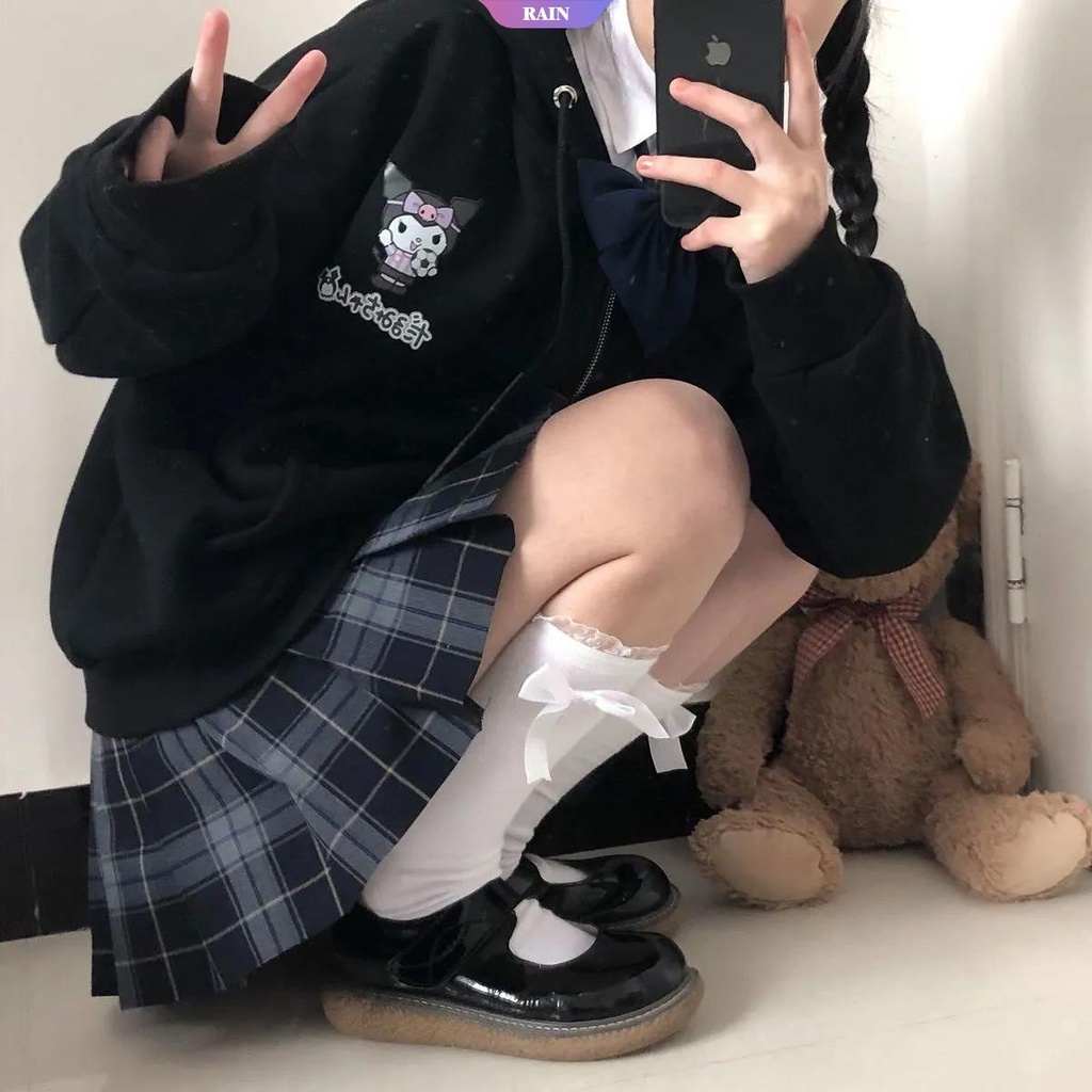 Áo Khoác Hoodie Dáng Rộng Có Khóa Kéo Hình Cinnamoroll My Melody Kuromi Pom Purin Sanrio JK Dễ Thương Cho Bé Gái [RAIN]