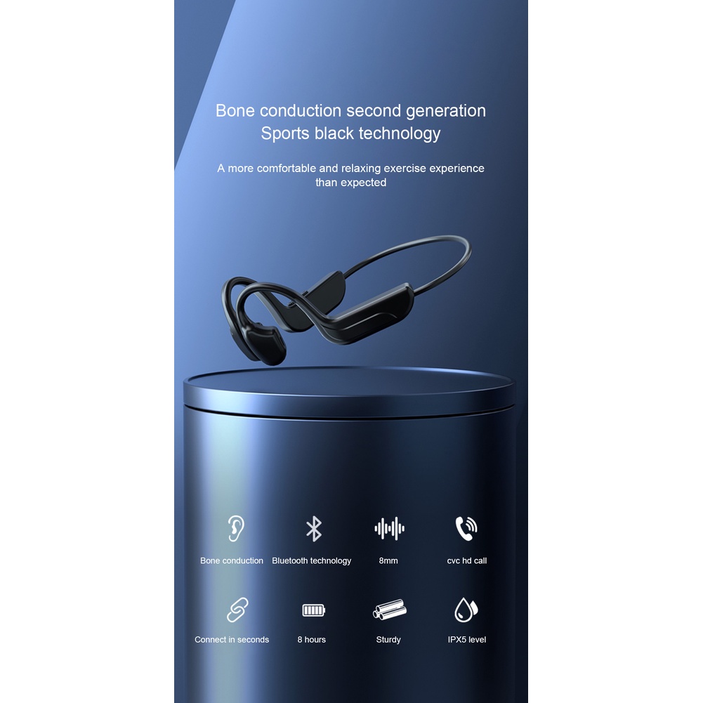 ⚡Trong kho⚡2023 Dẫn Truyền Xương Tai Nghe Thể Thao Chạy Bộ Chống Nước Không Dây Bluetooth Tai Nghe Có Micro