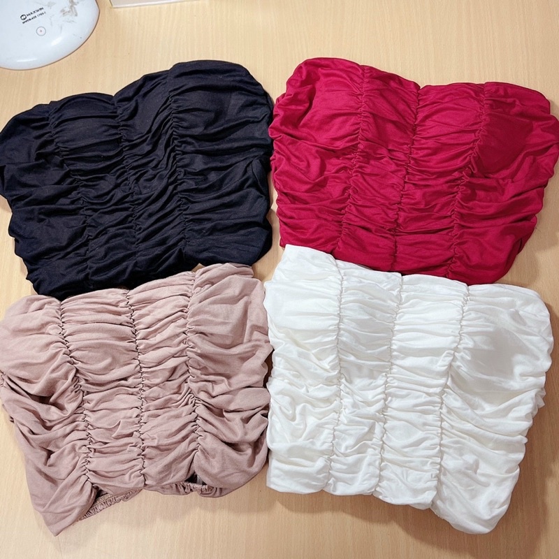 Áo ống nữ phối nhún thun body có mút lót ngực chất vải thun lụa mềm dày dặn