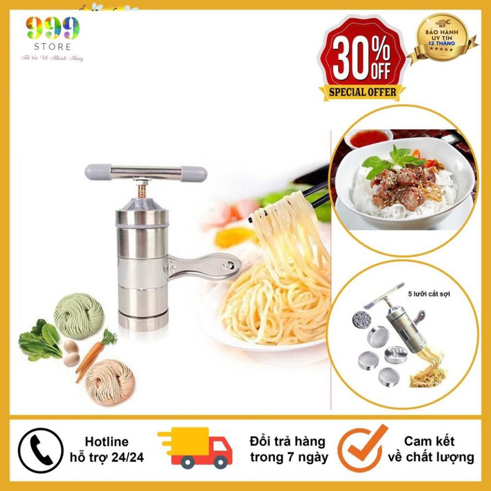 Máy Làm Bún, Mỳ Tươi Tại Nhà Bằng Inox, Tặng Kèm Bộ 5 Size Bún