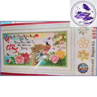 Tranh đính đá chim công Vợ Chồng. Kích thước: 90*50 cm