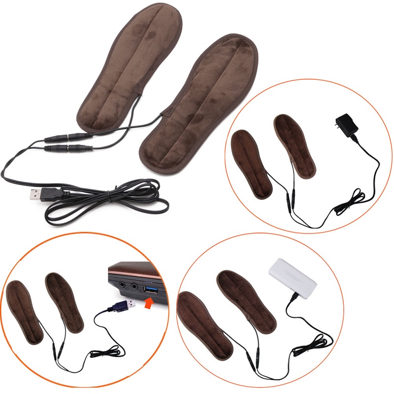 Miếng lót giày sưởi ấm chân mùa đông chạy điện cổng cắm USB tiện dụng