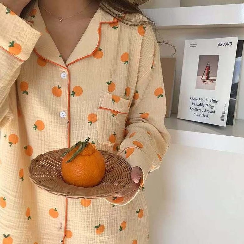 Bộ đồ ngủ dài tay Size lớn xinh xắn theo phong cách xuân thu nhật bản