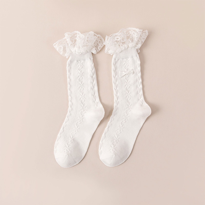 Vớ dệt kim phối bèo nhún trang trí bóng lông mềm mại phủ mắt cá nhân phong cách lolita Nhật Bản dành cho nữ