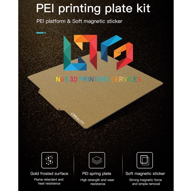 Bộ tấm bàn in mặt nhám PEI Printing Plate Kit Frosted Surface size 320*310*2mm dùng cho series CR-10 & Ender 3 Max