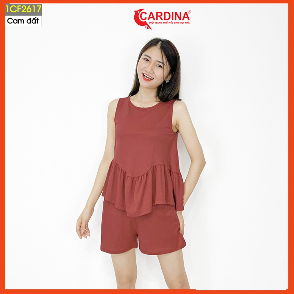 Đồ bộ nữ CARDINA chất cotton Nhật cao cấp áo cộc tay quần đùi dáng suông 1CF26