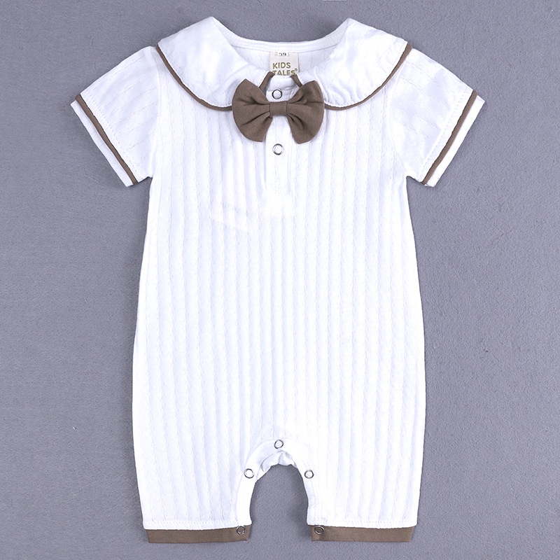 Bộ Áo Liền Quần Tay Ngắn Bằng Cotton In Họa Tiết Dành Cho Bé Trai Bé Gái 0-24 Tháng Tuổi