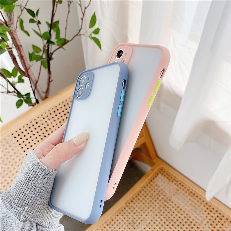 Ốp Lưng Iphone Lưng Nhám Mờ Bảo Vệ Camera Viền Nổi Màu Macron  11promax/12/13/12promax/13promax