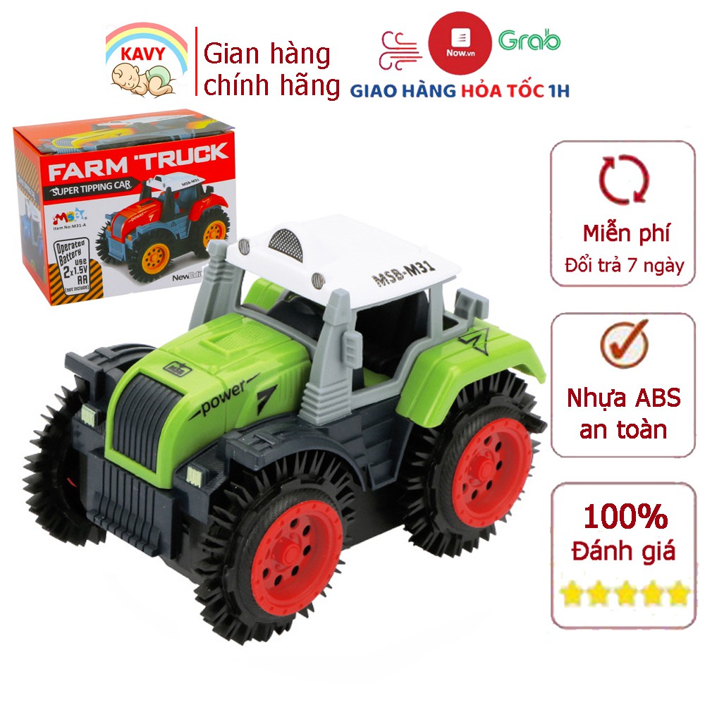 Xe ô tô đồ chơi KAVY xe tải nông trại chạy pin nhựa ABS an toàn, chi tiết sắc sảo (màu xanh bánh đỏ)