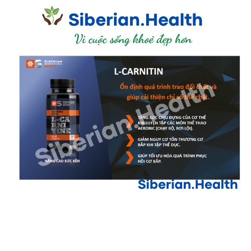 Thực Phẩm hỗ trợ tăng cơ, giảm mỡ Siberian supernatural sport L-Carnitine hỗ trợ chuyển hóa chất béo 120 viên