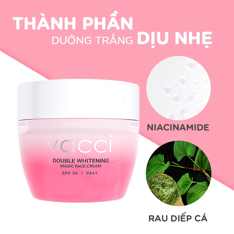 Kem Dưỡng Trắng Nâng Tone Da Mặt Vacci Double Whitening Magic Face Cream 50ml