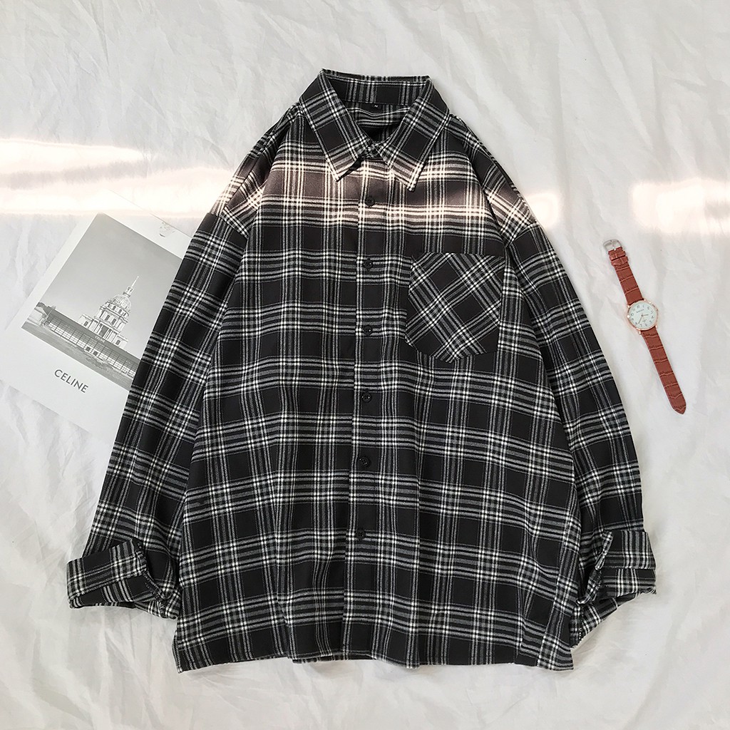 Áo Sơ Mi Dài Tay Sọc Caro Nam Nữ