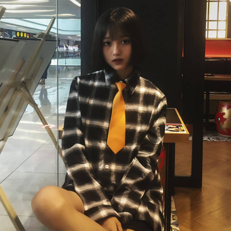 Cà Vạt Ngắn Màu Trơn Phong Cách Harajuku Nhật Bản Thời Trang Cho Nam Nữ