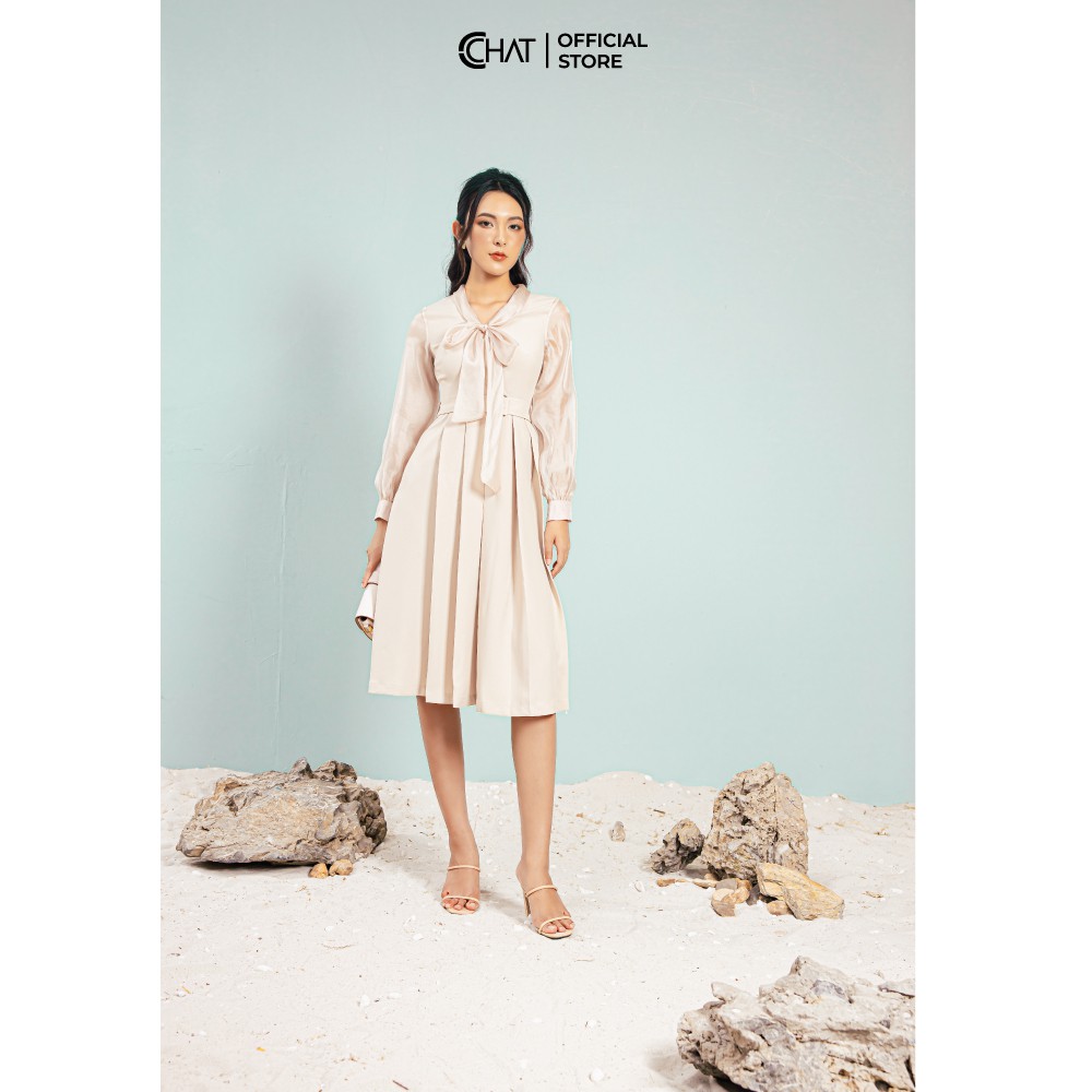 CCHAT Váy nơ cổ phối tay | BigBuy360 - bigbuy360.vn