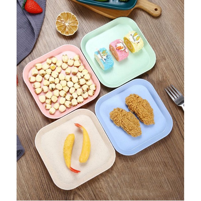 Sỉ 10 Đĩa lúa mạch, đĩa vuông đựng trái cây, bánh kẹo, đồ ăn