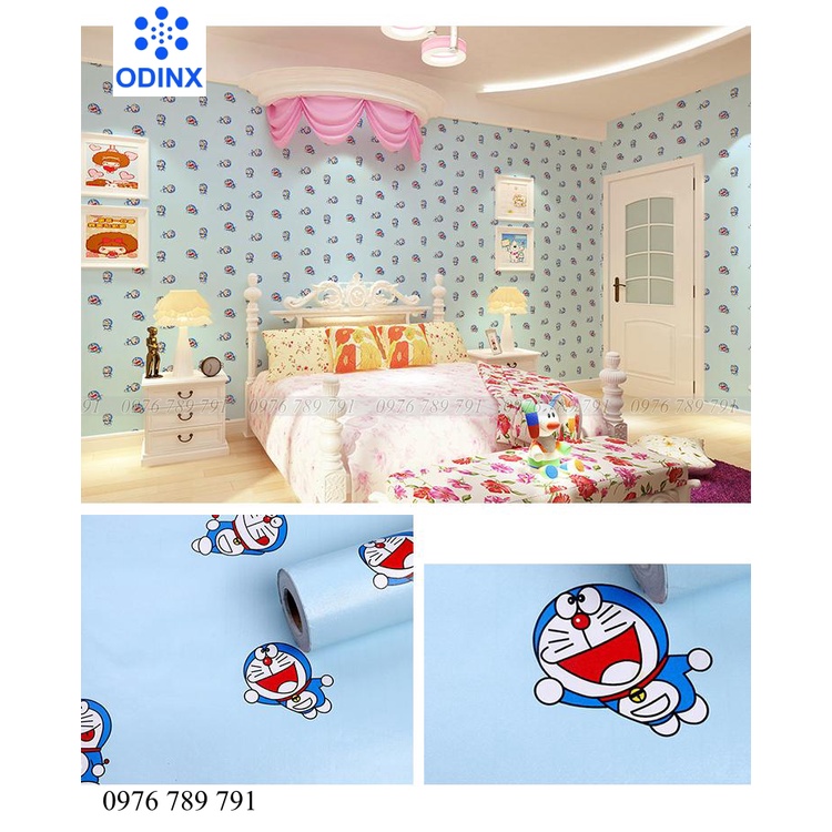Giấy Dán Tường Doremon Có Keo Sẵn Cuộn 10m Phòng Ngủ Đẹp Chống Thấm Nước ODINX