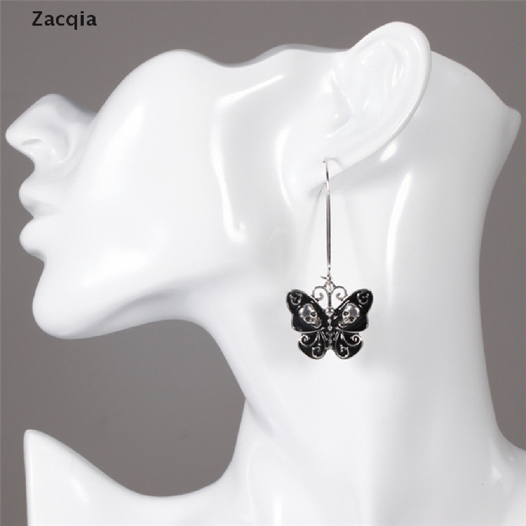 Zacqia Women Retro Punk Gothic Fashion Jewelry Butterfly Skull Ear Dangle Long Earrings VN