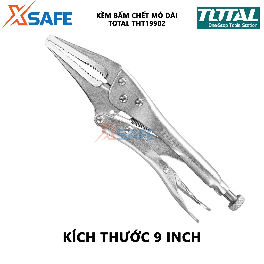 Kìm bấm chết mũi dài TOTAL THT19902 thép carbon mạ Niken, hạn chế mài mòn, gỉ sét, size 9 inch - chính hãng