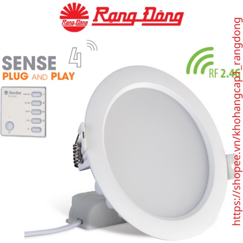 Bộ 4 đèn LED Downlight âm trần RF remote 90/7W Rạng Đông AT16.RM 90/7W.C4, vỏ nhôm đúc