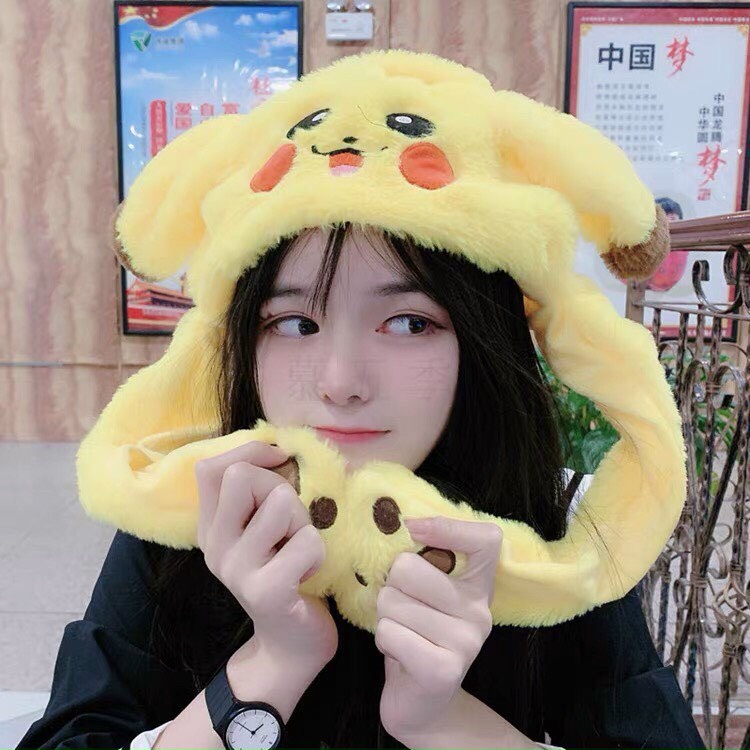 Nón Tai Thỏ Giật Cute Hot Trend Chất Nỉ Nhung Dày Mịn
