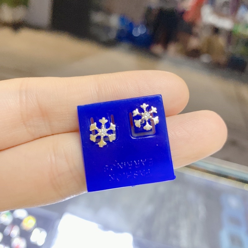 1 ĐÔI BÔNG TAI BẠC NỮ HÌNH BÔNG TUYẾT HÌNH ĐÁ TRẮNG