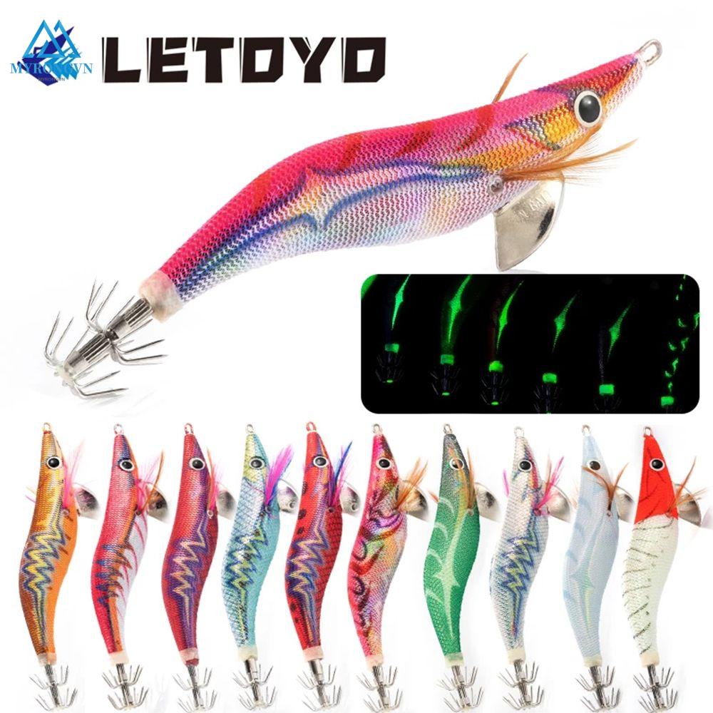 MYRONGOODS 3.5# 18.5g 110mm Squid Hook Wood Shrimp Luminous Lures Fishing Tackle