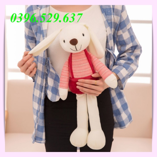 Gấu Bông Thỏ Chân Dài Mặc Yếm Đáng Yêu Quà Tặng Ý Nghĩa Cho Người Thân Bạn Bè - V19