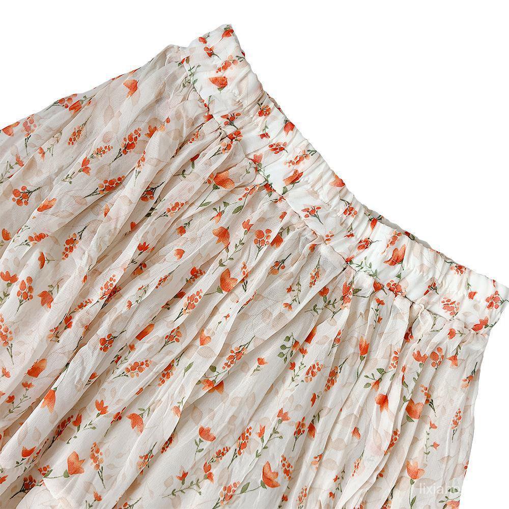 Chân Váy Chiffon Lửng In Hoa Phối Bèo Phong Cách Hàn Quốc Thời Trang Mùa Hè Mới Cho Nữ | BigBuy360 - bigbuy360.vn