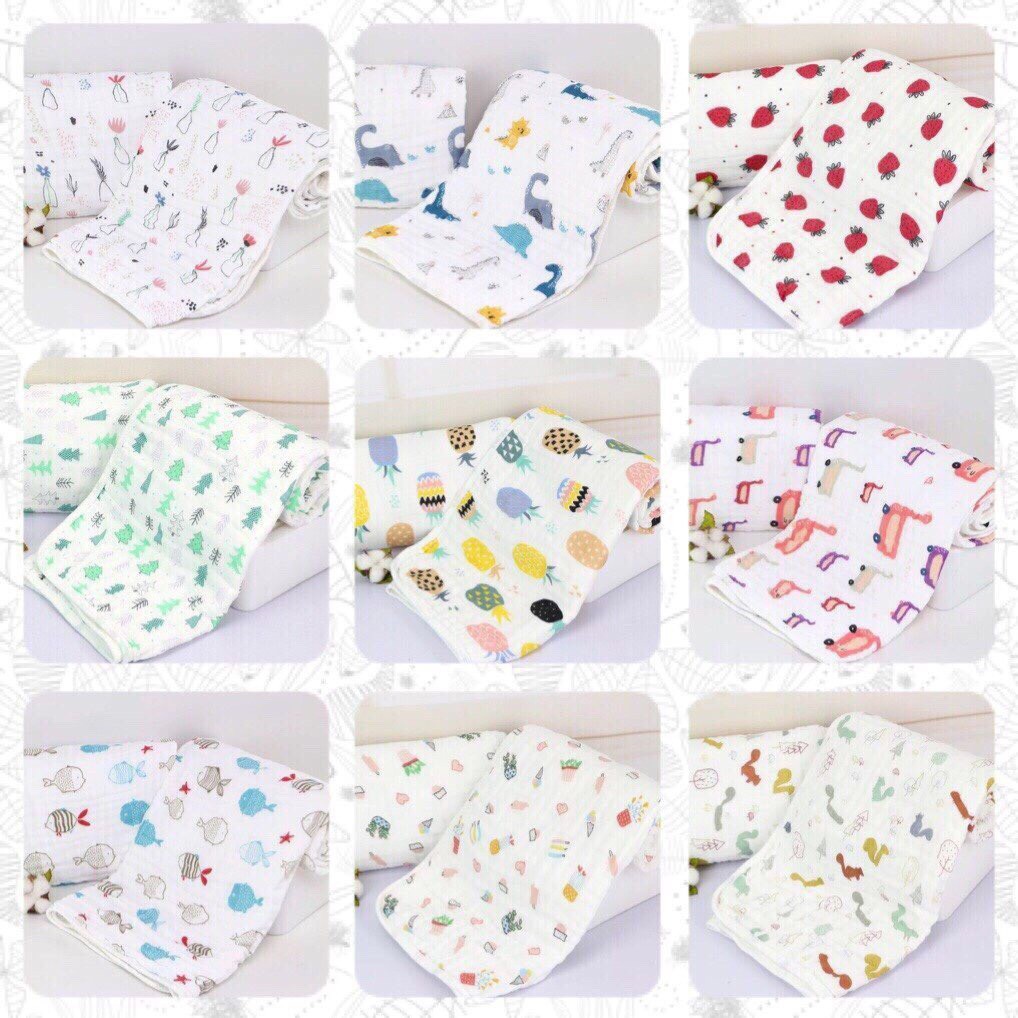 Chăn xô đa năng 6 Lớp Organic 100*110cm dùng làm chăn đắp khăn tắm quấn bé [sishibaby]