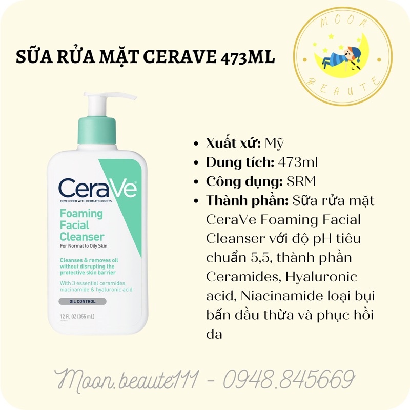 Sữa rửa mặt dành cho da dầu mụn CeraVe 473ML