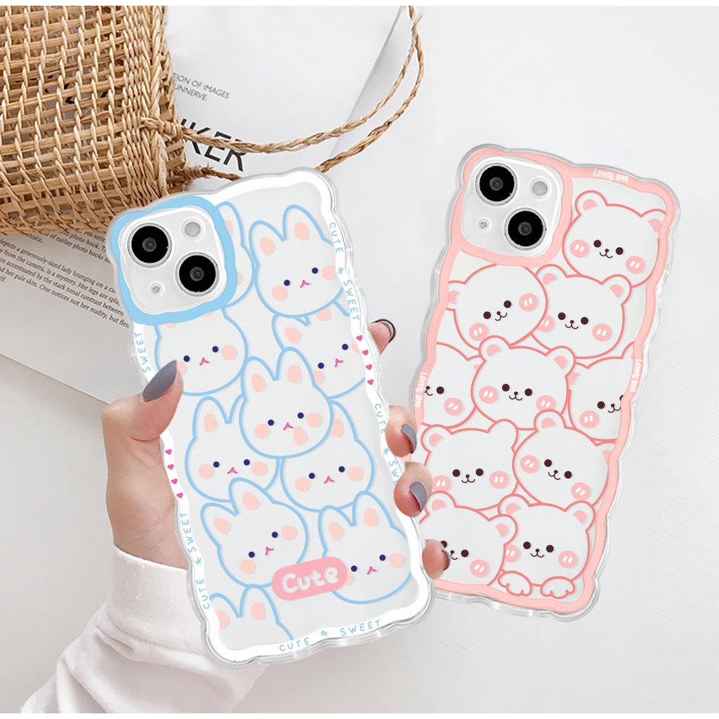 Ốp lưng iphone trong lượn sóng gấu thỏ cute 6/6plus/7/7plus/8/8plus/xs/11/12/13/pro/max/plus/promax-Sale Hot B2-14