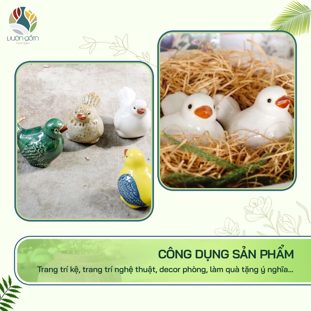 Cặp tượng gốm chim chích bông decor trang trí tiểu cảnh Vườn Gốm - The Garden