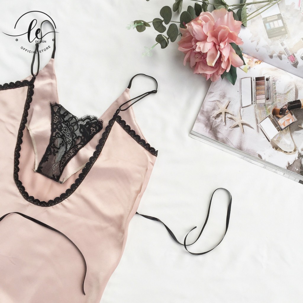 Váy Ngủ 2 Dây Sexy LE.DESIGN Thiết Kế Dáng Suông Hở Lưng Chân Váy Phối Ren Chất Liệu Lụa Mềm Mại Cao Cấp | BigBuy360 - bigbuy360.vn