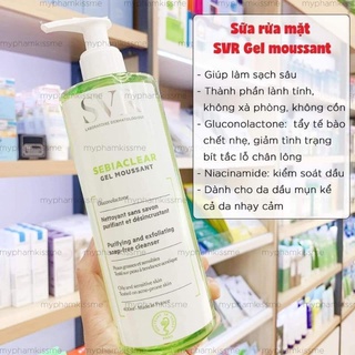 Sữa rửa mặt SVR SEBIACLEAR Gel Moussant 400ml
