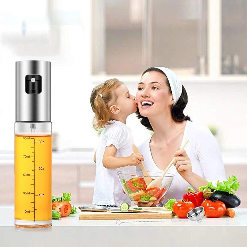 Bình Thủy Tinh Đựng Dầu Ăn / Giấm 100ml Có Nút Nhấn Tiện Dụng Cho Nhà Bếp