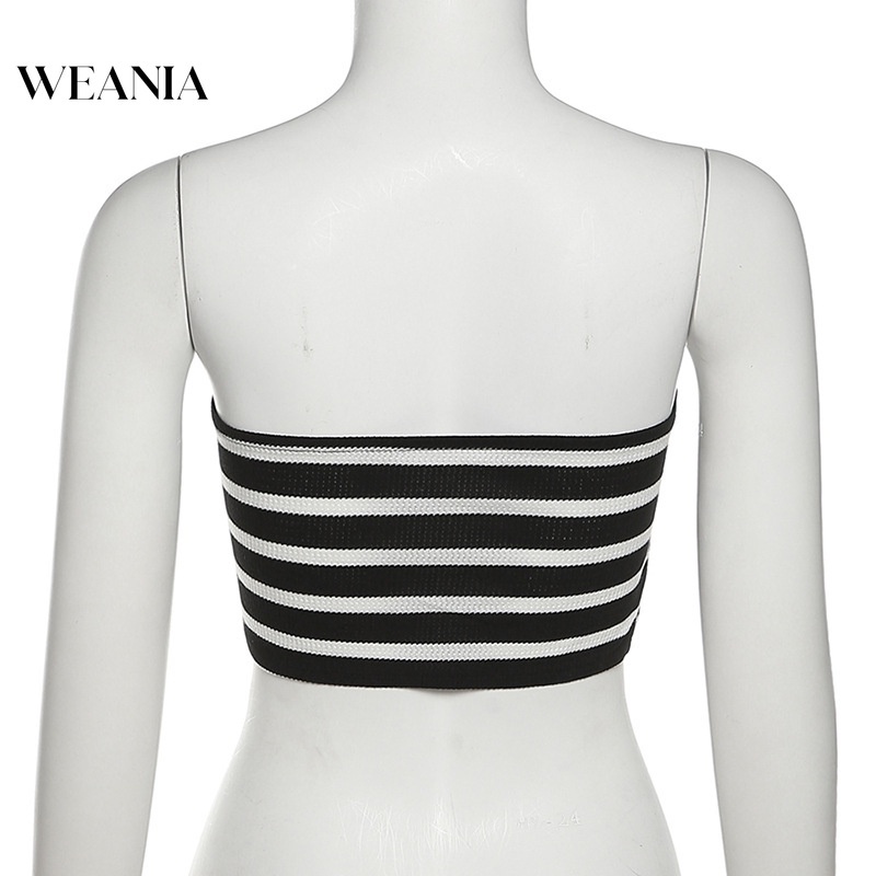 Áo Croptop Dệt Kim Kẻ Sọc Thời Trang Mùa Hè Cá Tính