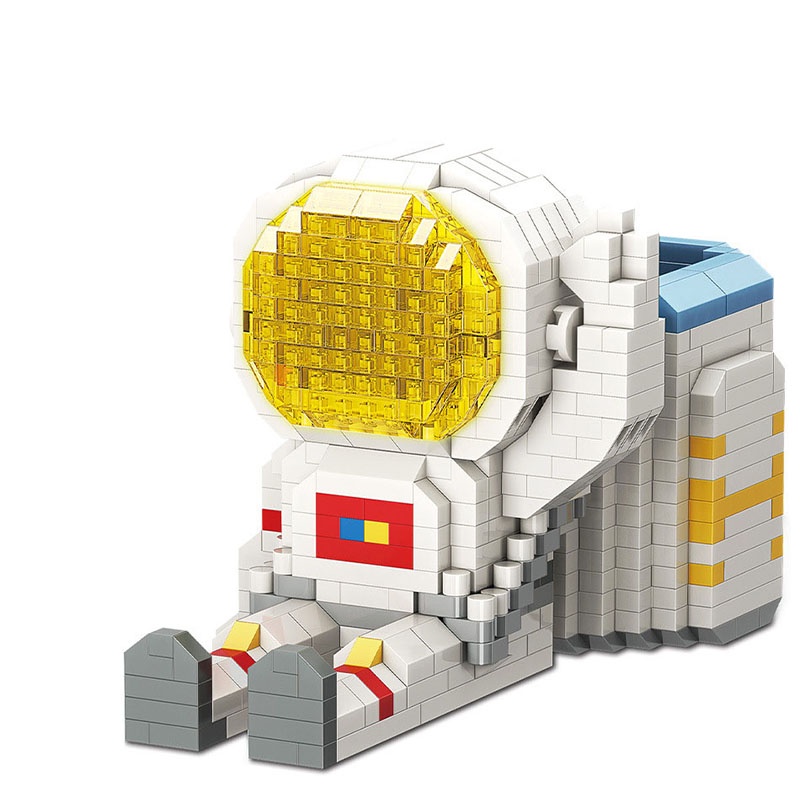 Đồ chơi lắp ráp kiểu hộp đựng bút hình phi hành gia độc đáo dễ thương cho trẻ em