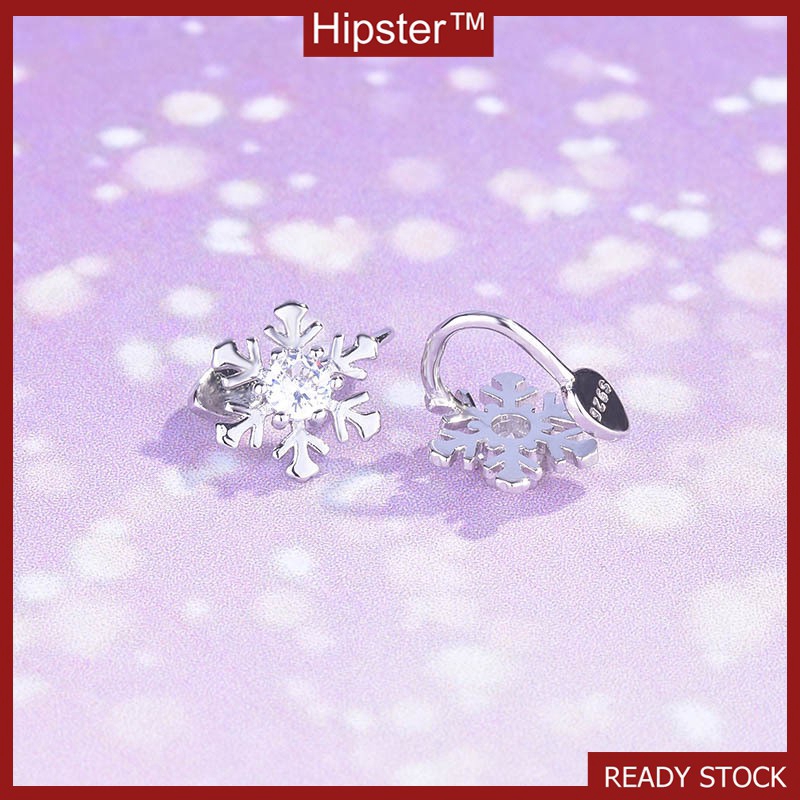 Mới Bạc Bông Tuyết Chụp Tai Earless Nữ Đơn Giản Thanh Lịch Trang Sức
