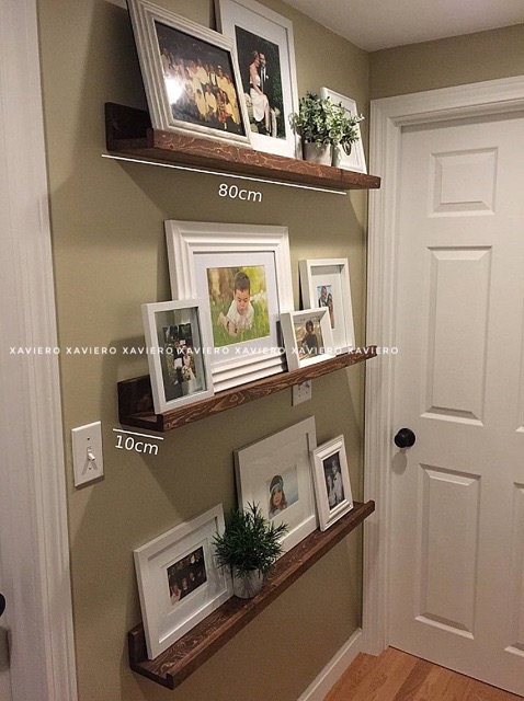 Kệ treo tường gỗ L DIY để tranh ảnh trang trí nhiều kích thước - XAVIERO decor
